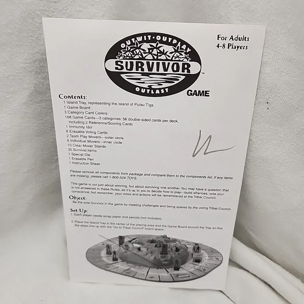 Game Survivor Board Outwit Outplay Outlast Mattel 2000 TV Show CBS Competition